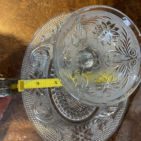 Two vintage Indiana glass CHANTILLY LACE floral snack sets more available - Picture 6 of 11